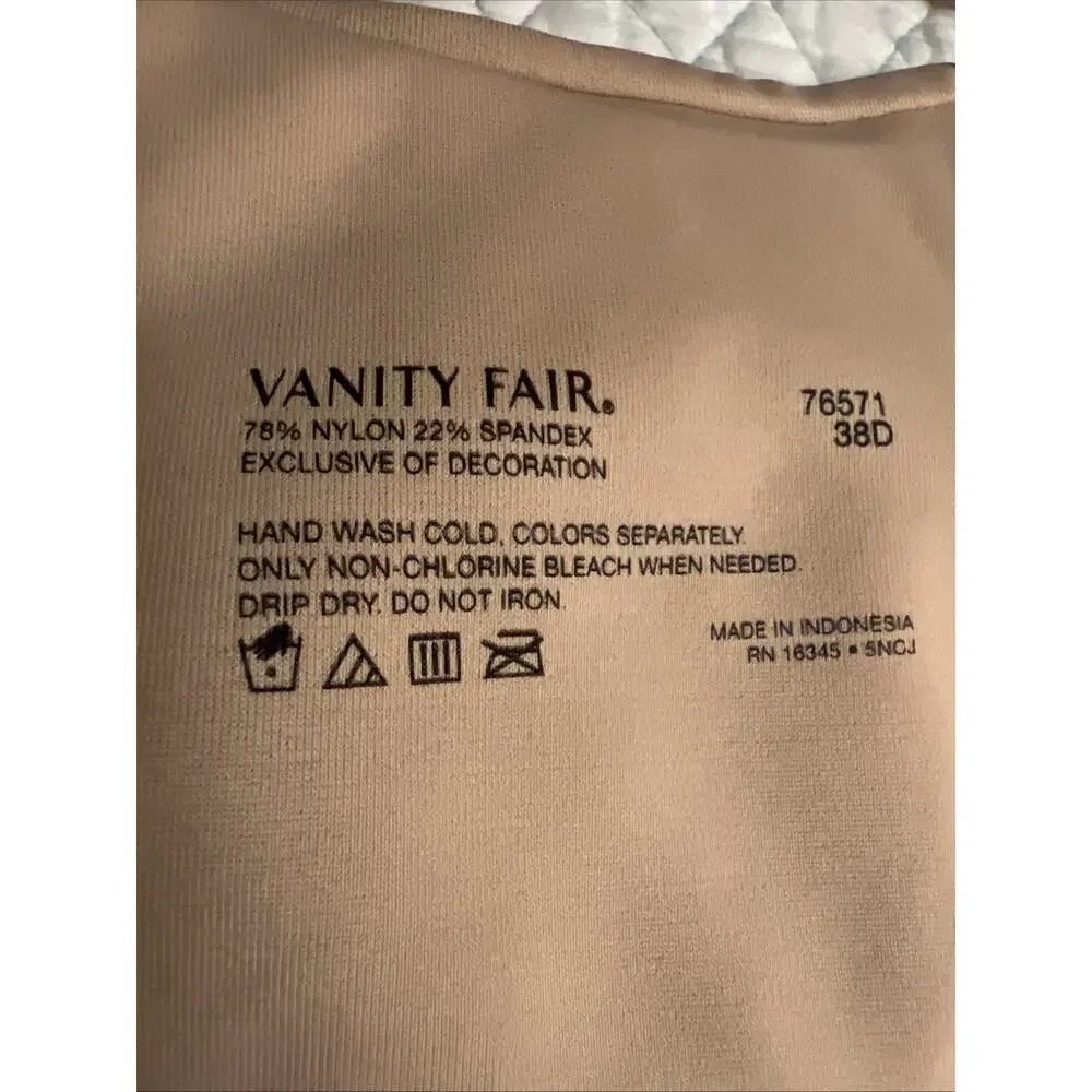 Vanity Fair Radiant Collection Bra 76571 Back Smoothing Underwire 38D